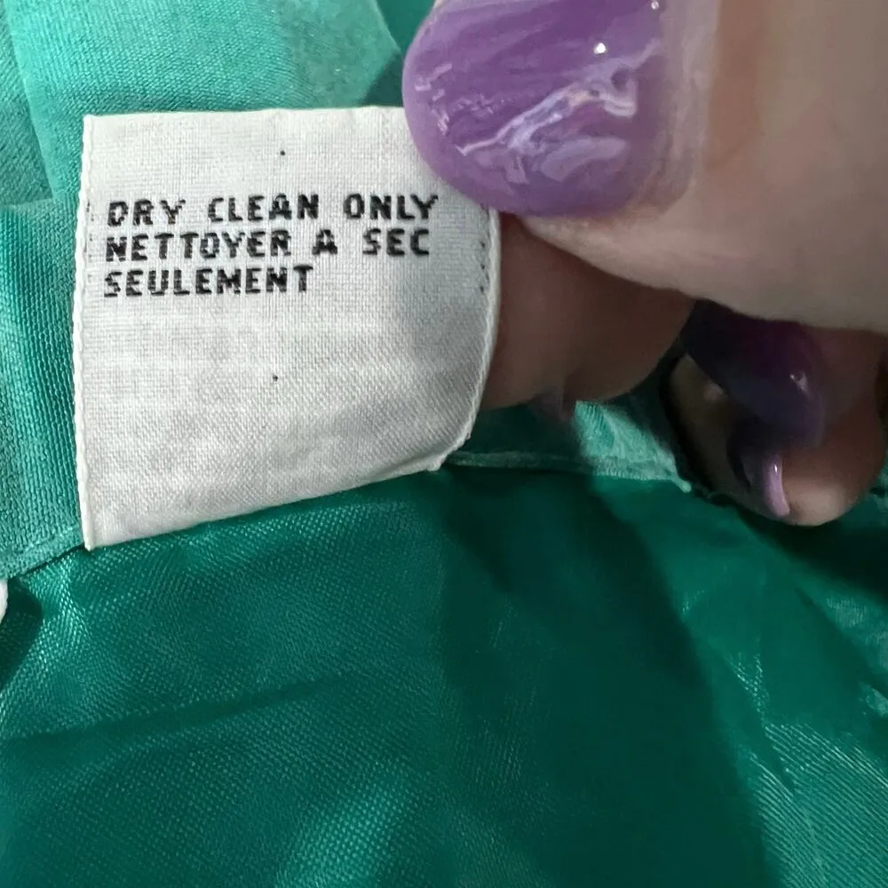 Talbots Vintage Size Size 10 Teal Pure Silk Woman’s 2 Piece Pant and Blazer Suit - Image 12