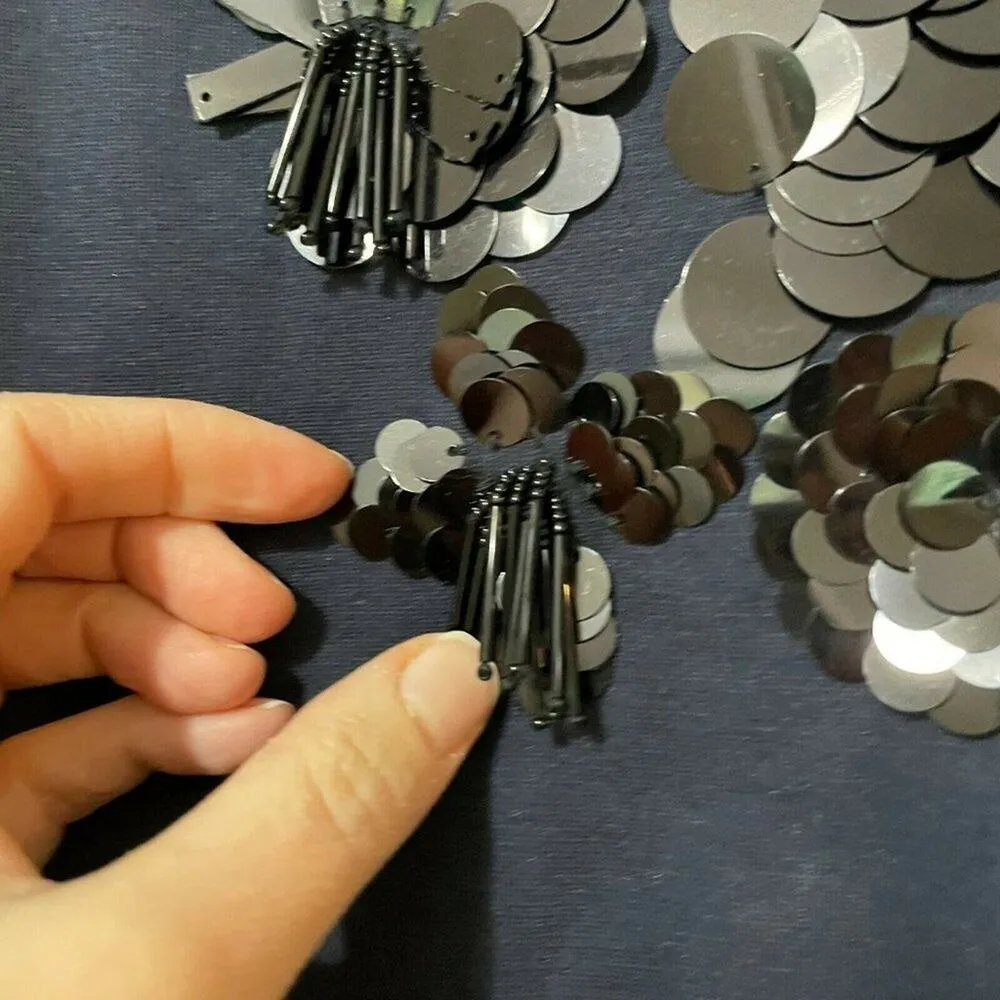 Ann Taylor Blue Embellished 3/4 Sleeve Round Neck Sweater Blouse Top Size S - Image 4