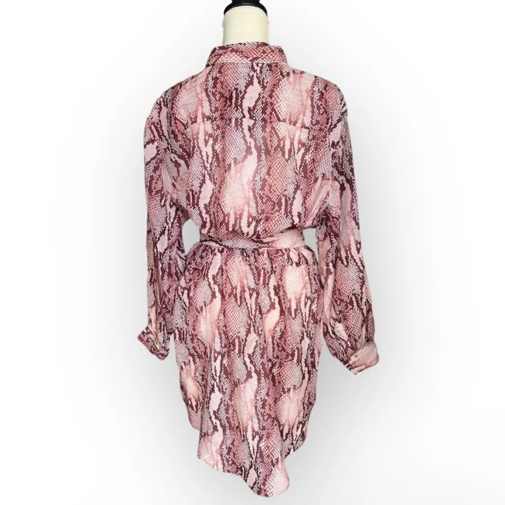 Current/Elliott Pink Silk Blend Snake Print Shirt Dress Size 4 Animal - Image 2
