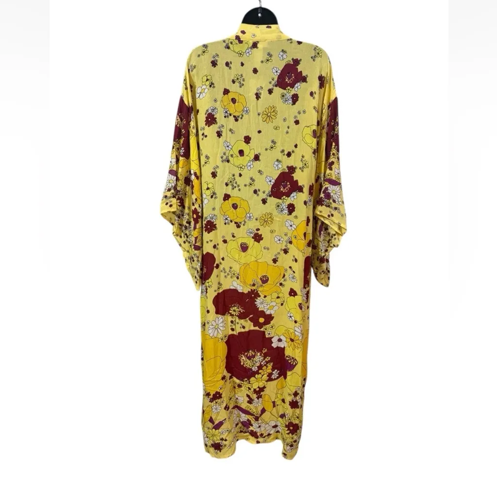 NWT Free People Hidden Hills Maxi Kimono Floral Yellow Size All Groovy Bloom - Image 6