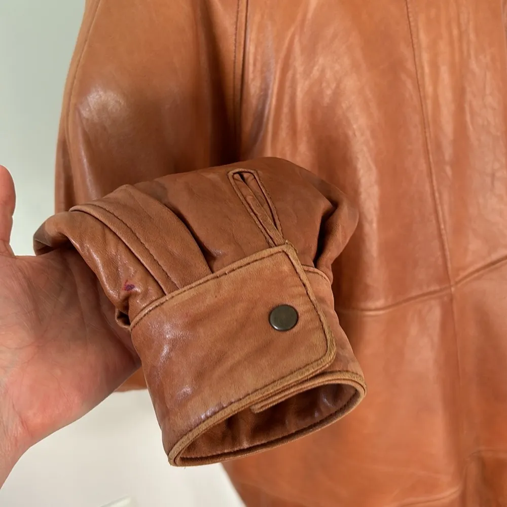 Vintage Eagle Shearling Sherpa Leather Coat Brown Made in Turkey 80s Size XL - Image 9