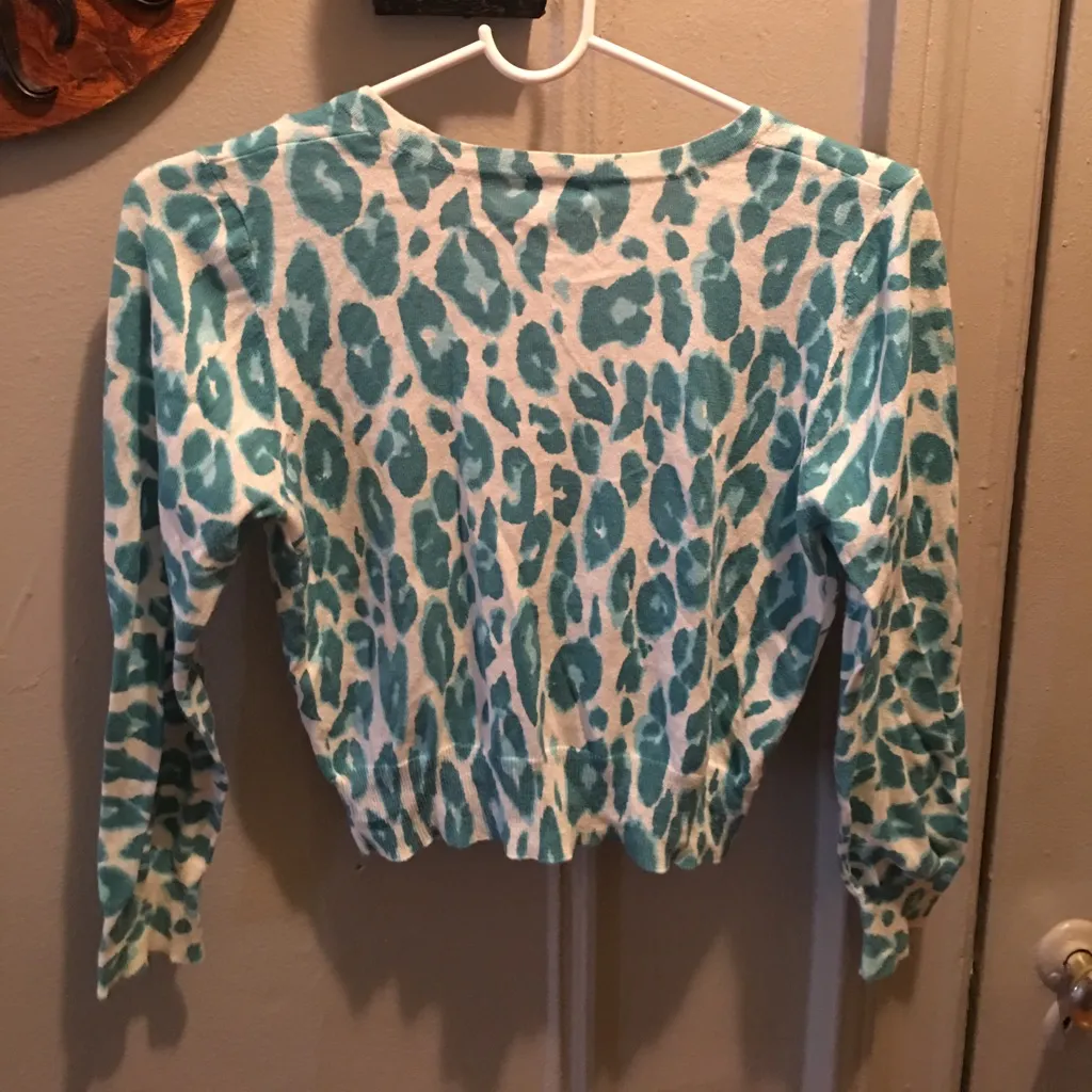 Teal cheetah print Cardigan - Image 2