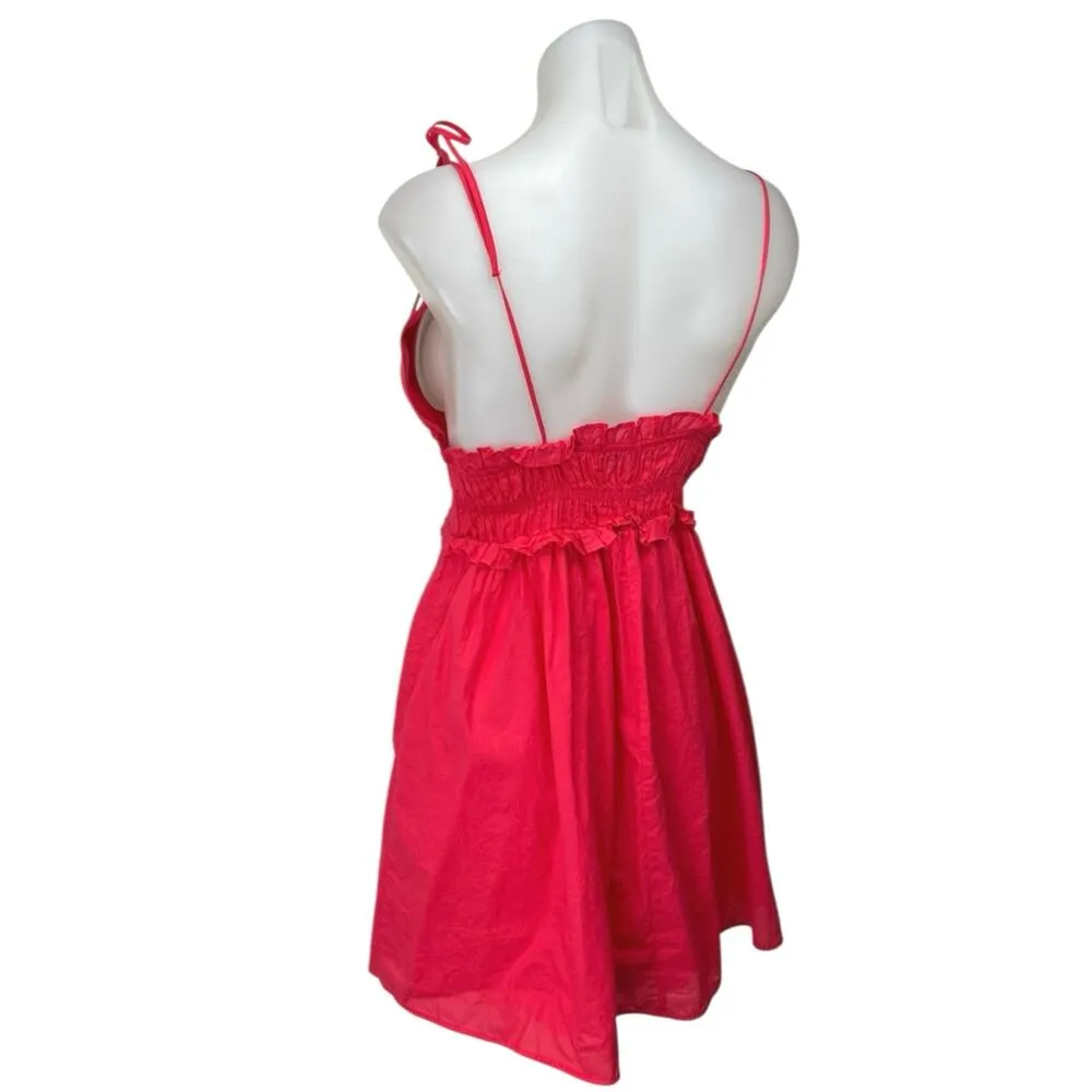 Zara Red Sleeveless V Neck Tie Strap Cami Camisole Tank Fit & Flare Mini Dress S - Image 2