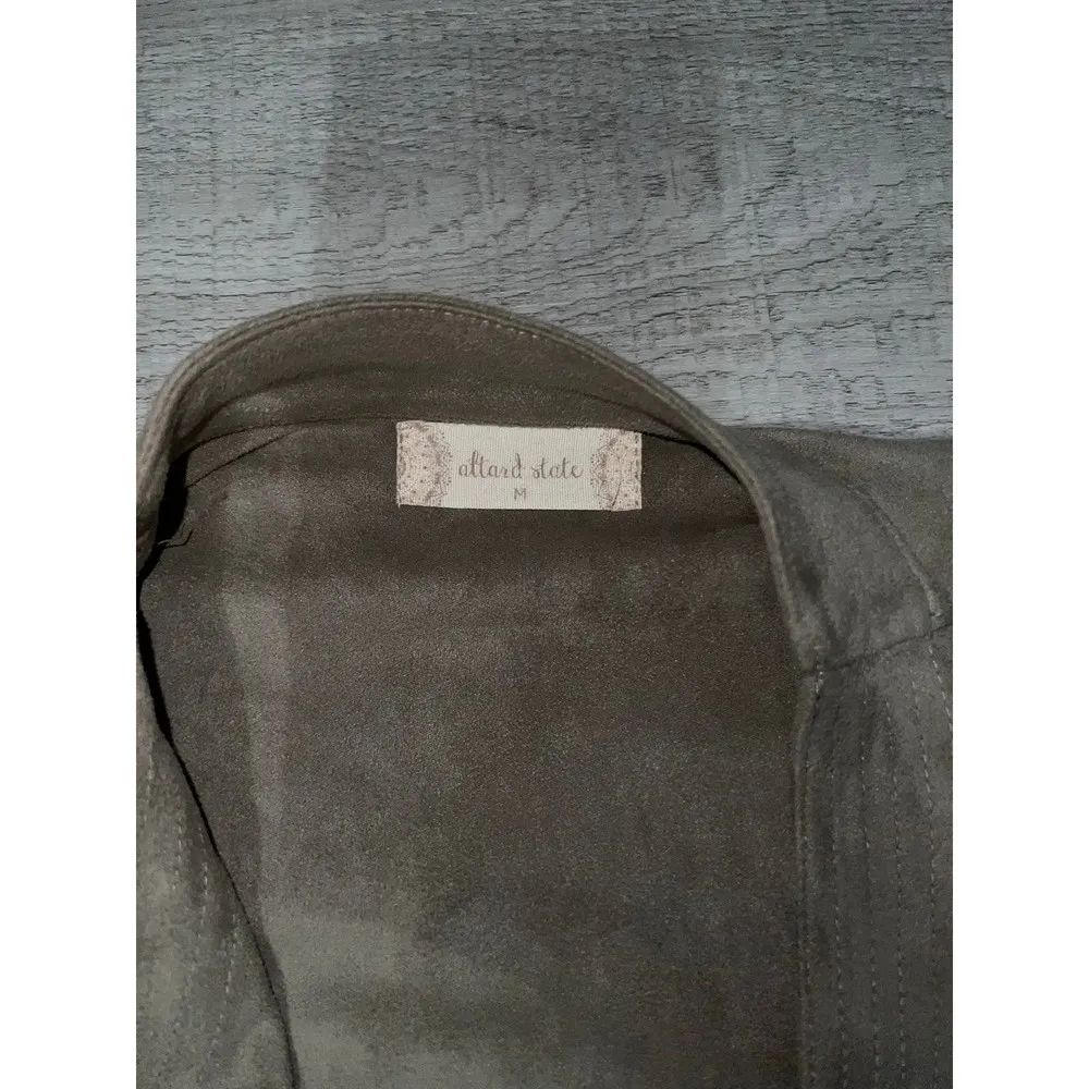 Altar'd State Womens Faux Suede Vest Sleeveless Open Front Beige Tan M - Image 2