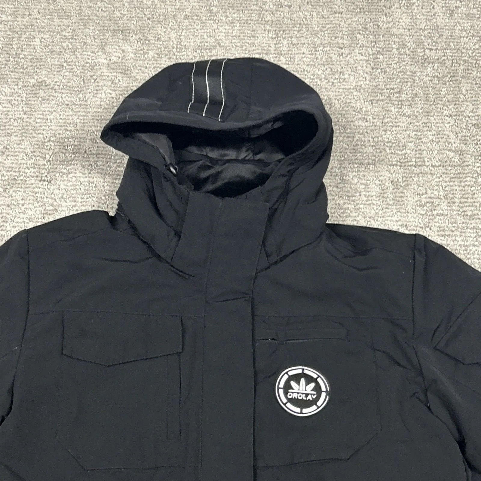 Orolay Coat Womens Medium Puffer Down Hooded Black Winter Skiing Jacket Pockets - Image 3