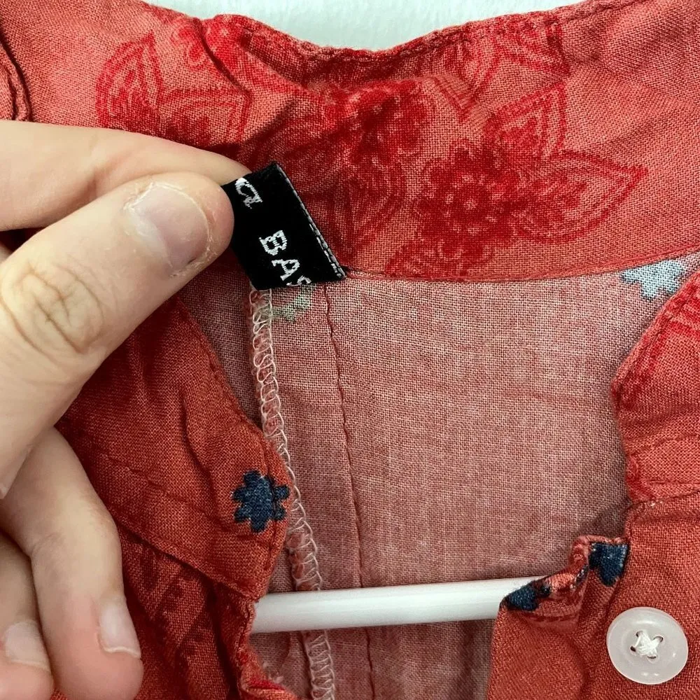 Zara Basic red 3/4 sleeve floral button down dress comfortable vintage design - Image 4