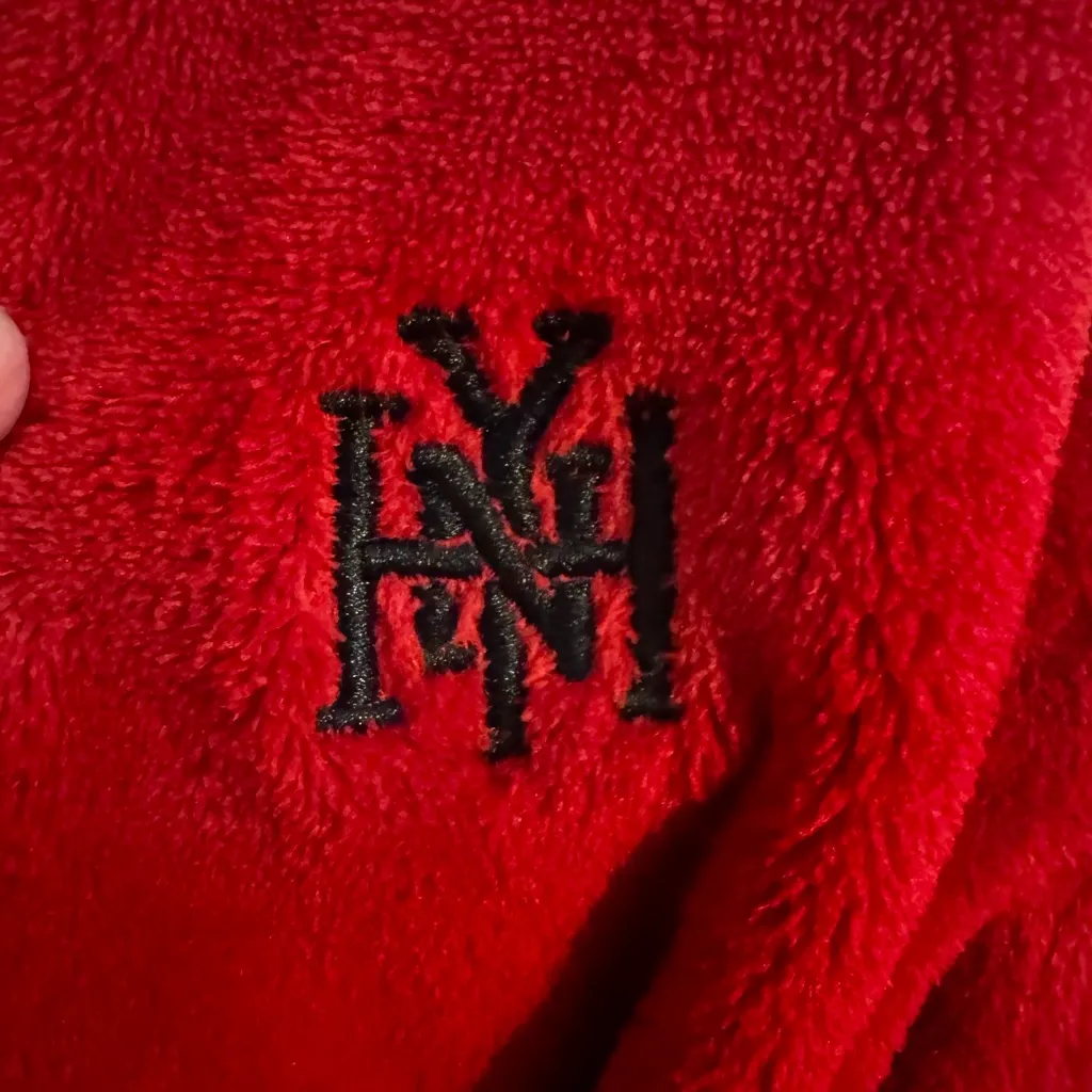 Tommy Hilfiger Unisex Men's Women's Red Monogrammed HNY NYH YNH Robe OSFM - Image 3