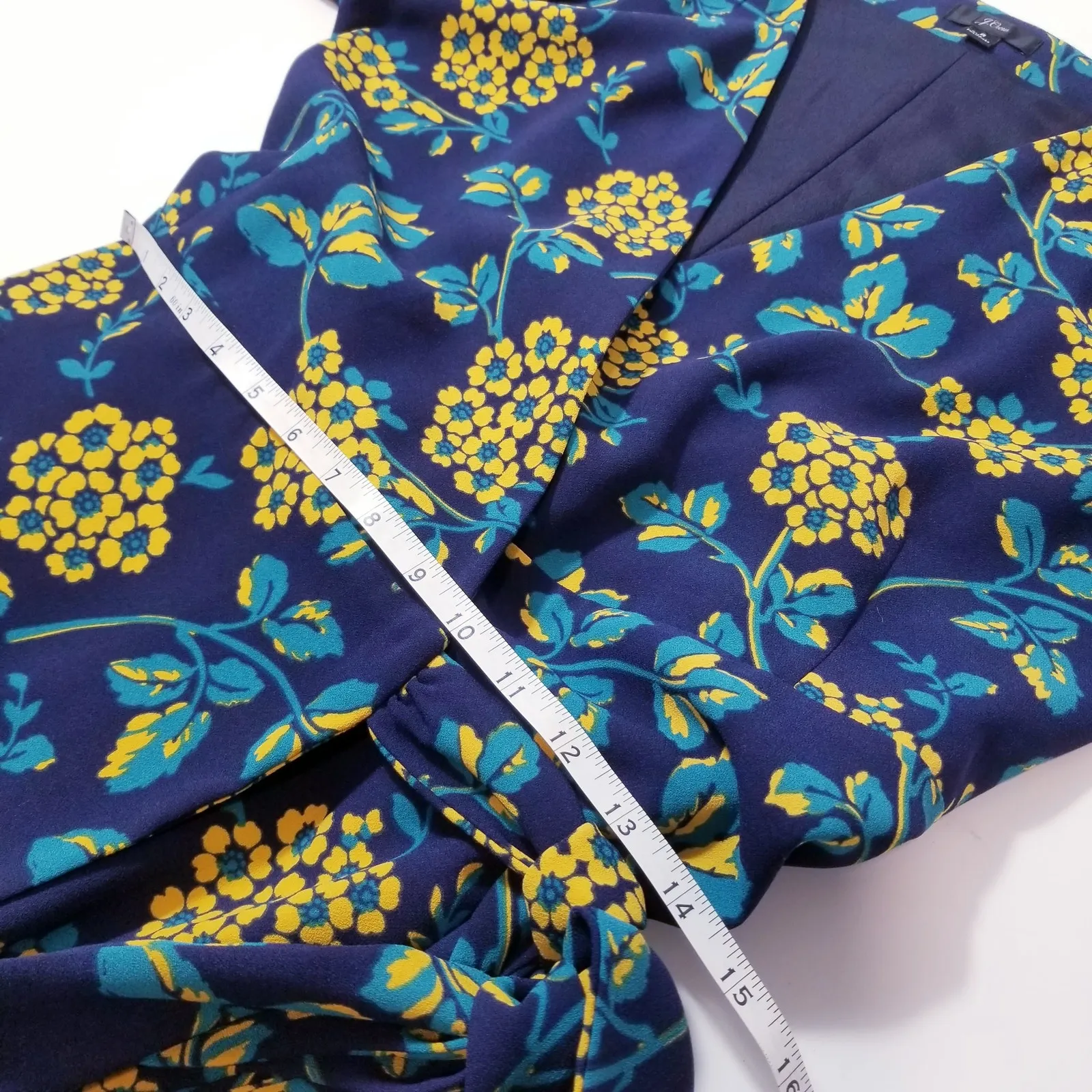 J, Crew Floral Print Wrap Dress V-Neckline 3/4 Sleeves - Image 7