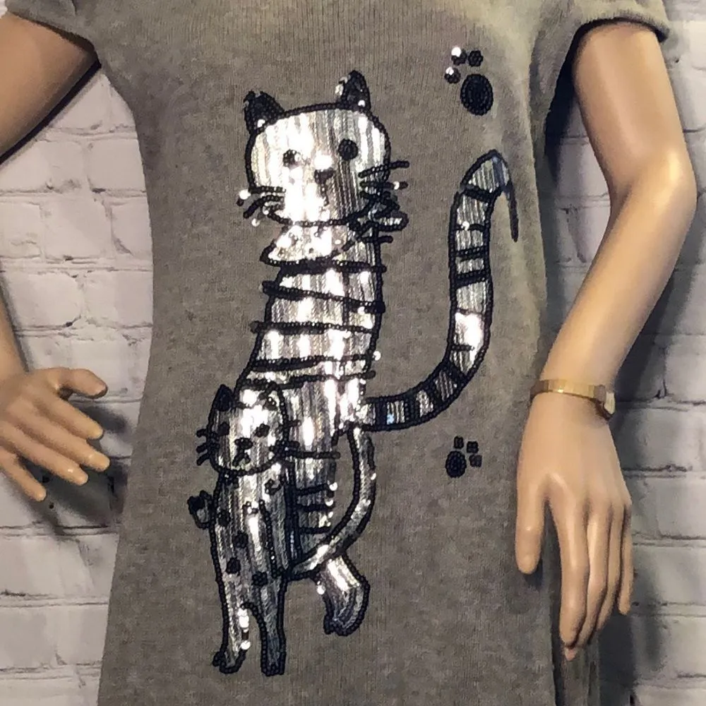 Funky People Metallic Cats Knit Dress Jrs XL Womens 8 Size undefined - Image 2