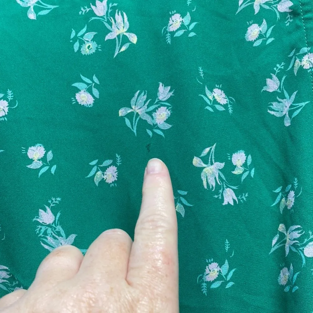 WAYF RUFFLE NECK PEPLUM TOP IN GREEN DITSY (b29.1) - Image 6