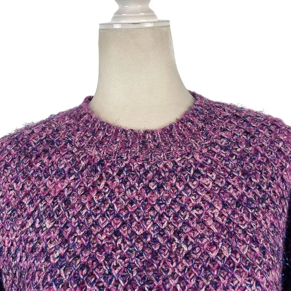 Anthropologie Raga Rita Sweater Purple Metallic Knit Crewneck Size X-Small XS - Image 3