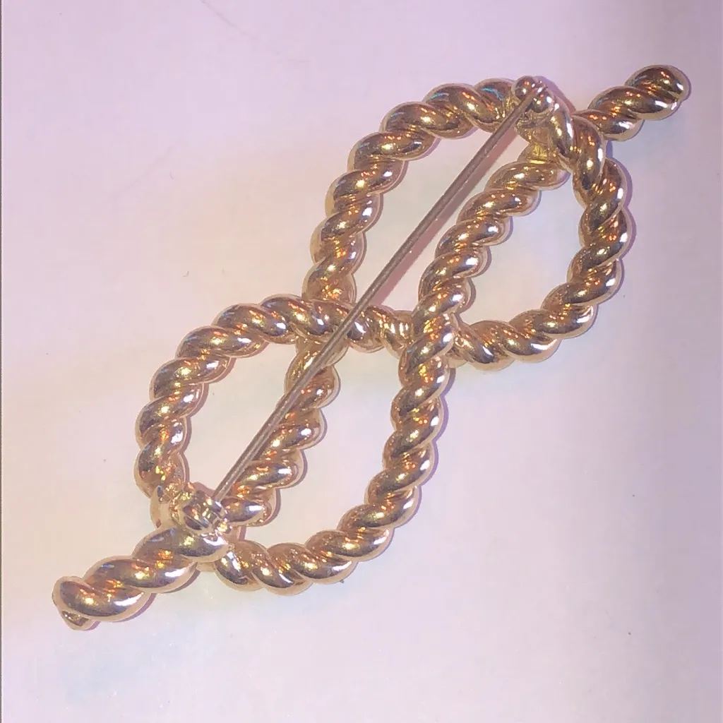 Vintage Gold Tone Twisted Retro Boho Rope Brooch - Image 3