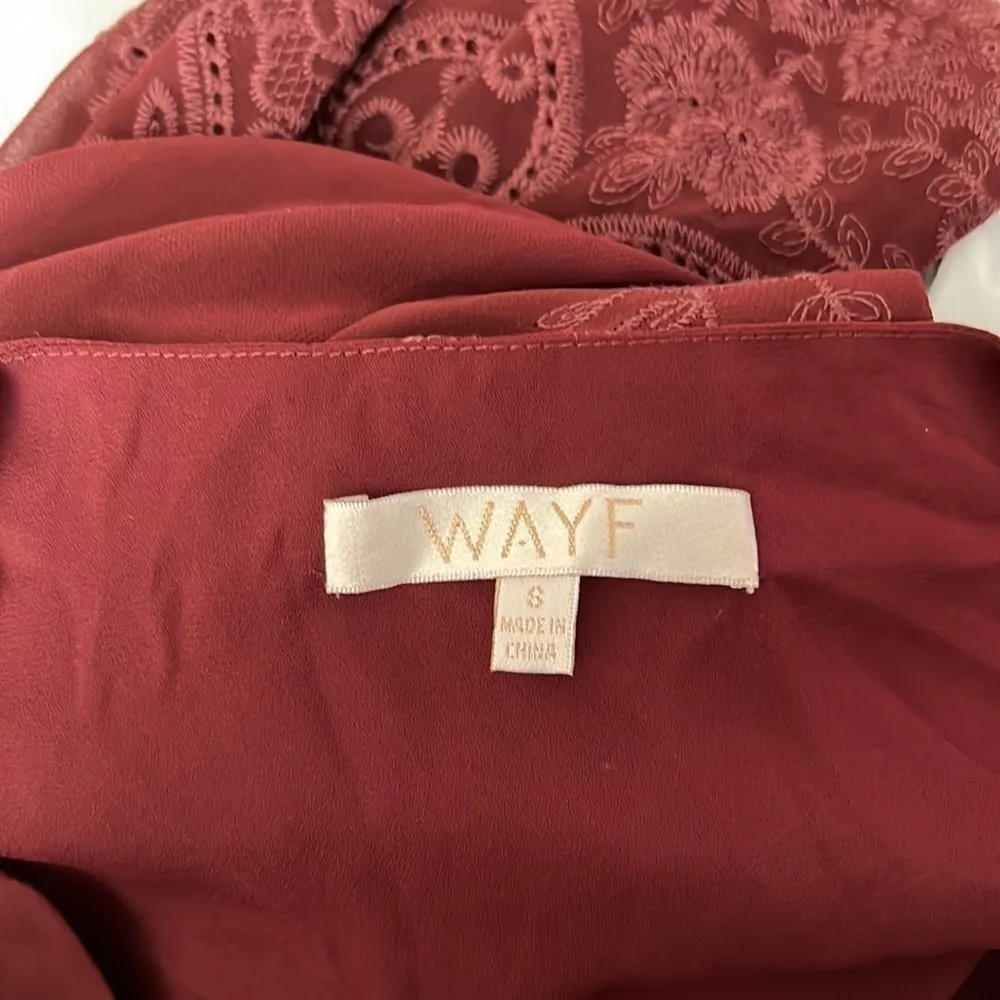 WAYF - Maroon Floral Embroidered Dress - S - Image 11