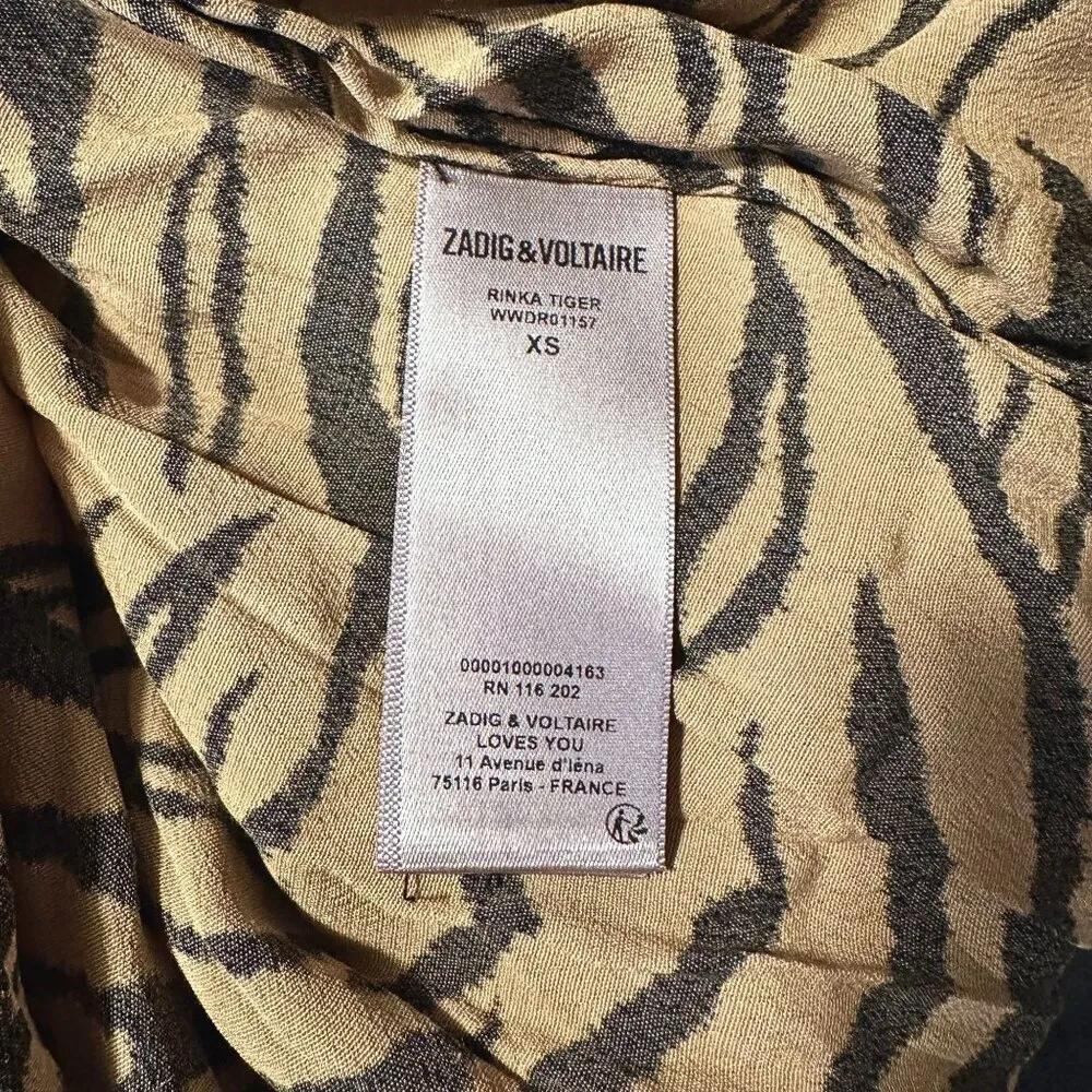 Zadig & Voltaire Rinka Tiger Print Long Sleeve Mini Dress, Size XS - Image 10