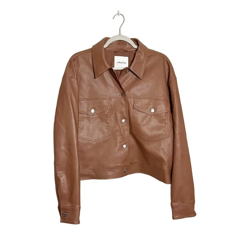 Wilfred Free Gaze Vegan Leather Jacket Epicurean Brown Size Large Aritzia NEW - Image 2