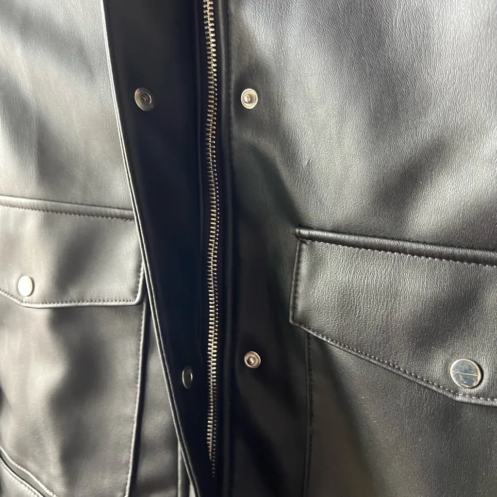 Zara Black faux Leather Jacket - Image 7