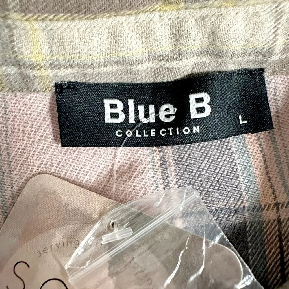 NEW Blue B Mix It Up Plaid Top Pink Size L - Image 6