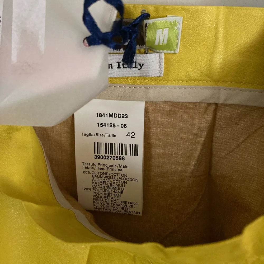 MSGM women's size 42 IT (roughly US 6) high waist lightweight faux leather skirt Yellow - Image 6