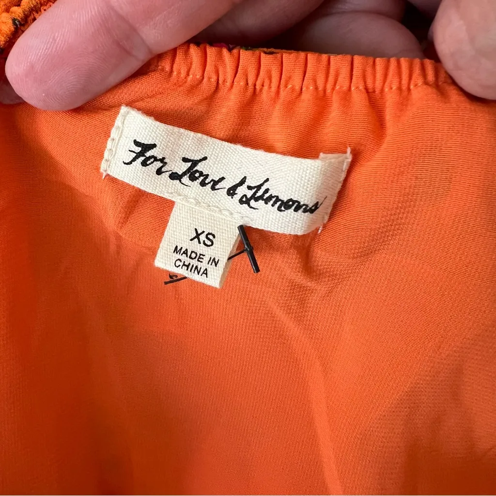 NEW NWOT For Love & Lemons Peony High Low Midi Dress In Orange Floral Print - Image 12