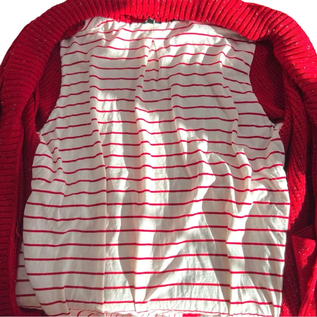 TALBOTS Lined Red Long Cardigan Sweater Coat - Image 4