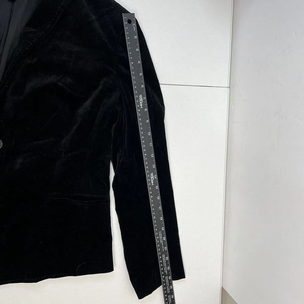 Ann Taylor Size 14 Blazer Jacket Black Velvet Long Sleeve Button Front Women's - Image 13