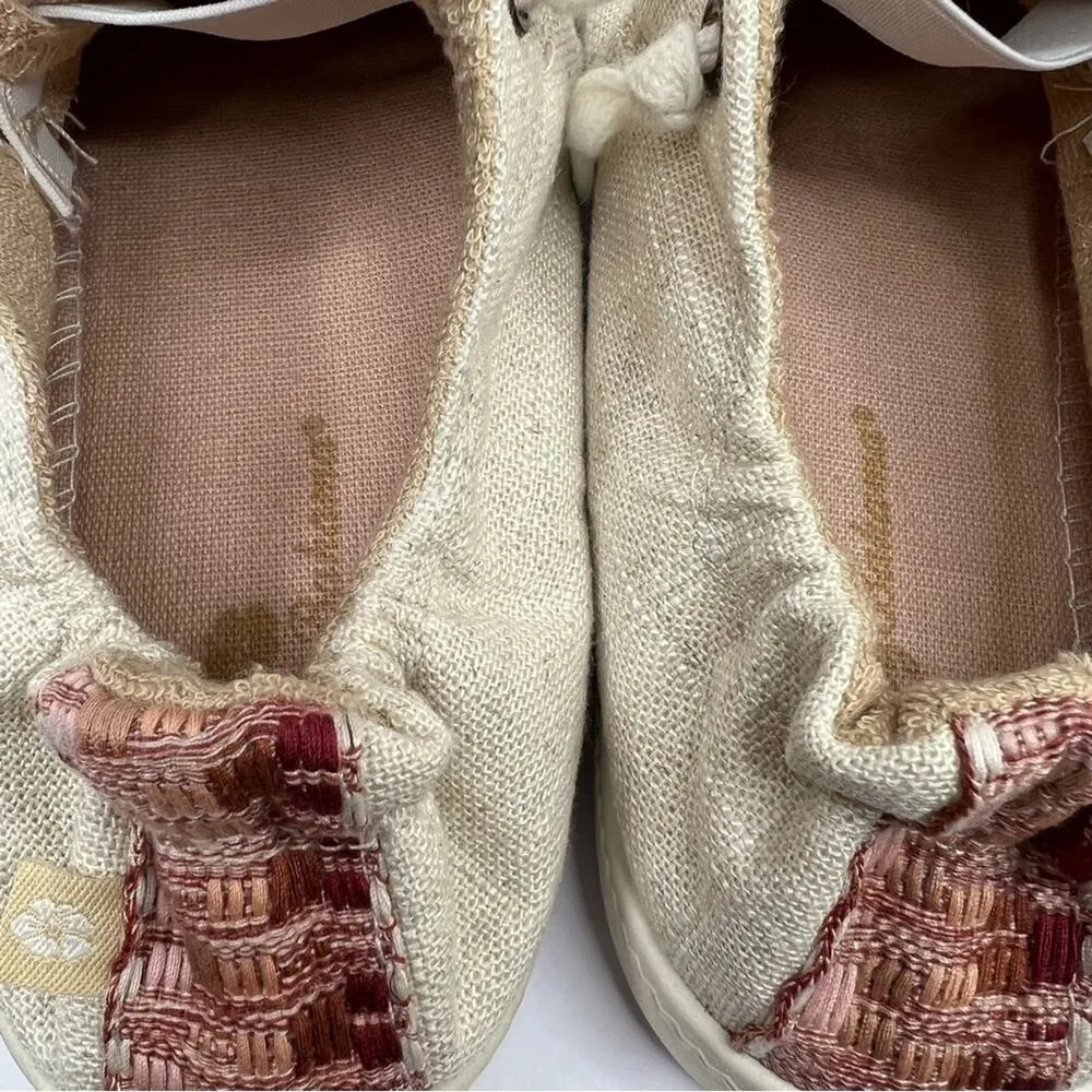 Tommy Bahama cream lace up canvas embroidered low top sneakers shoes 9.5 - Image 8