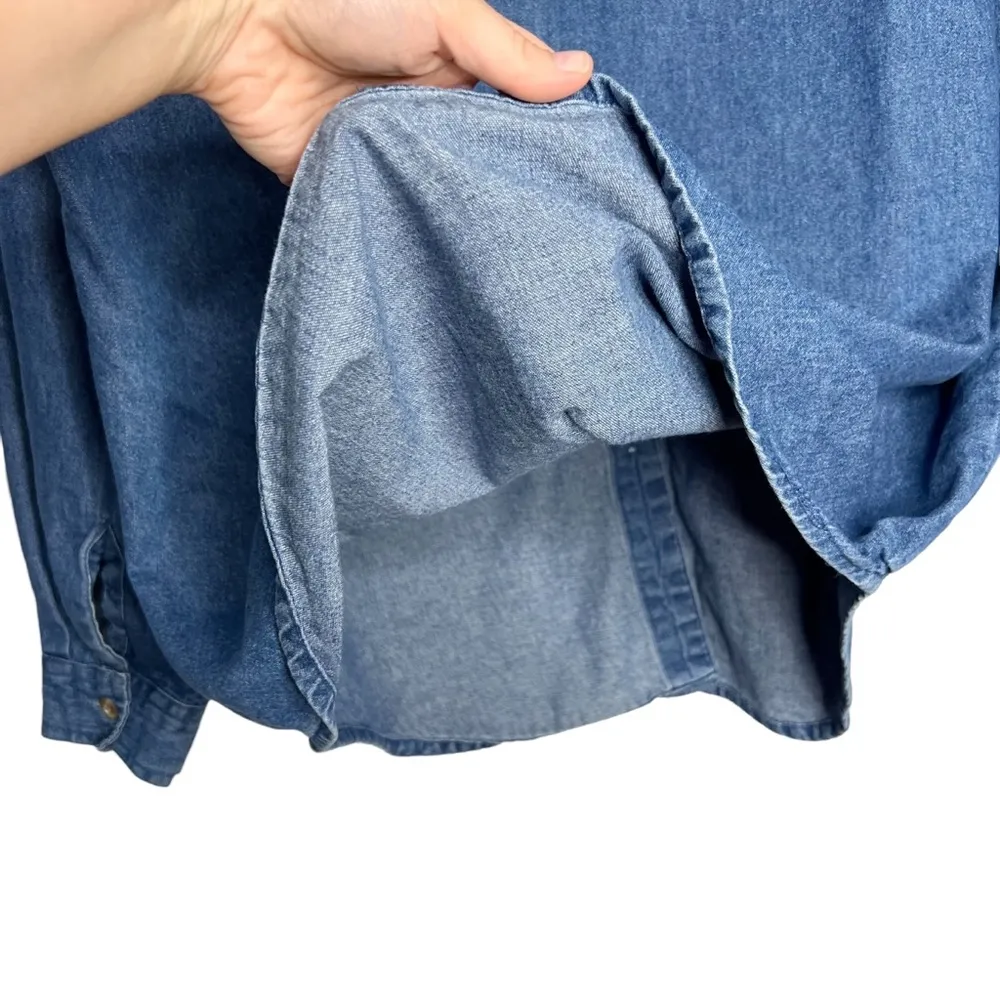 New Directions Denim Giraffe Safari Button Front Shirt Blue Size M - Image 11