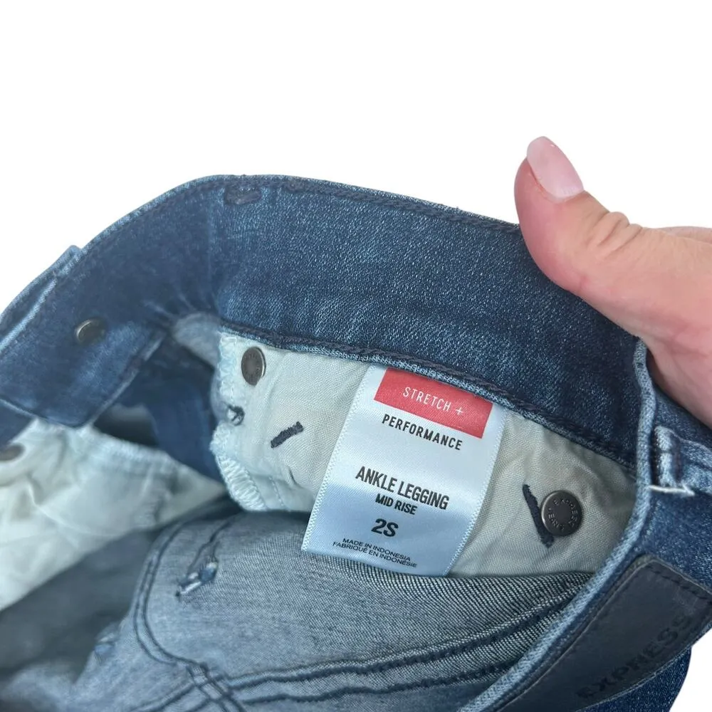 Express Distressed Mid Rise Ankle Legging Jeans Sz 2S - Image 3