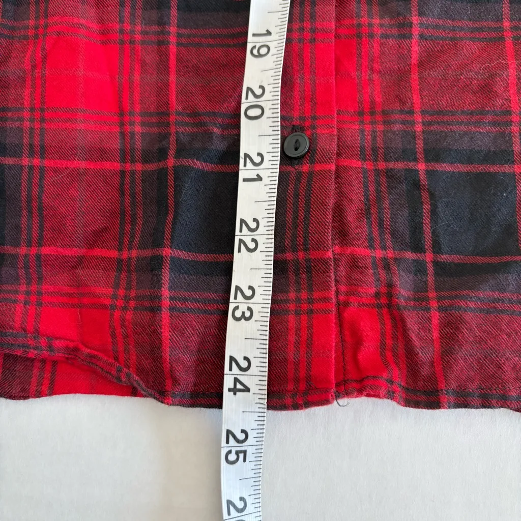 DIVIDED H&M Buffalo plaid red and black long sleeve flannel shirt XS 100% cotton - Image 11