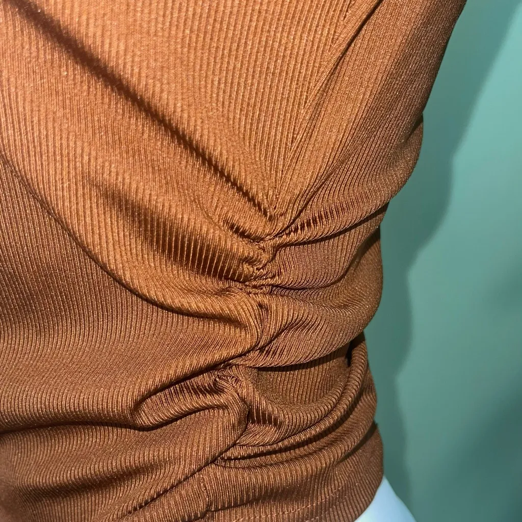 SHEIN Brown V-Neck Short Sleeve Top - Image 4