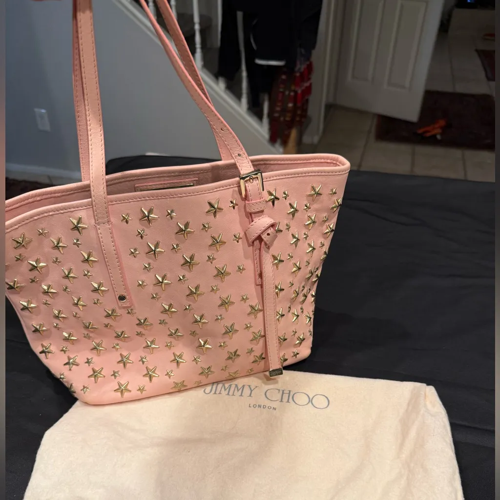 Jimmy Choo Star Studded Sasha S Tote Bag Pink - Image 2