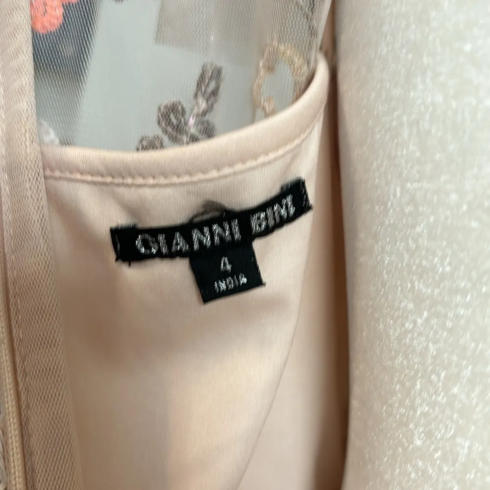 Gianni Bini Size 4 Blush Pink Floral Sequins Embellished Penny Dress Gown - Image 10