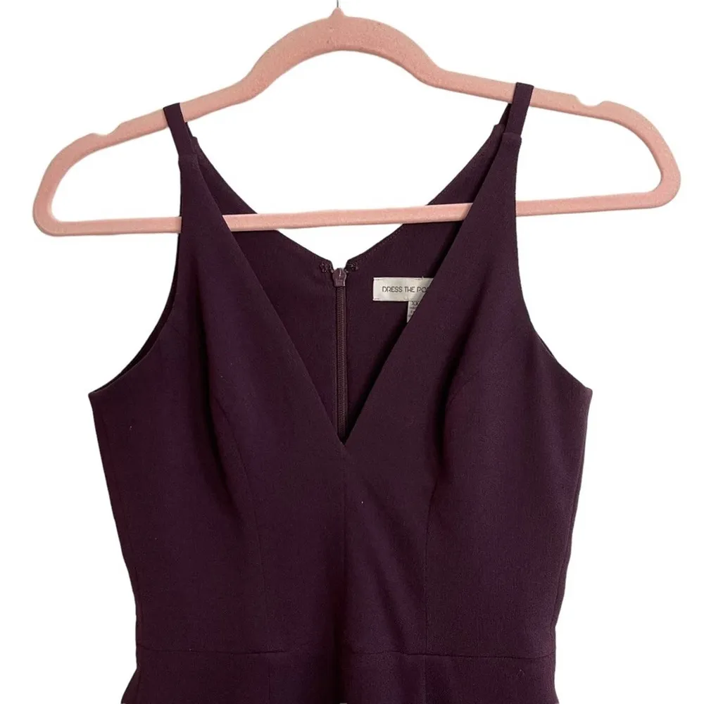 Dress The Population Lyla Purple Burgundy Plunging Sleeveless Bodycon Dress - Image 4