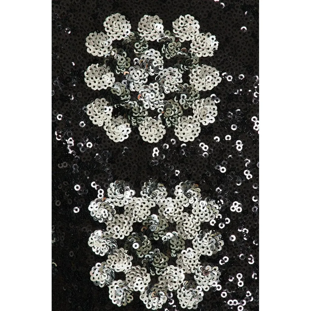 Le Superbe Glamour Granny Squares Sequin Mini Dress Black Womens Size 6 Silver - Image 5