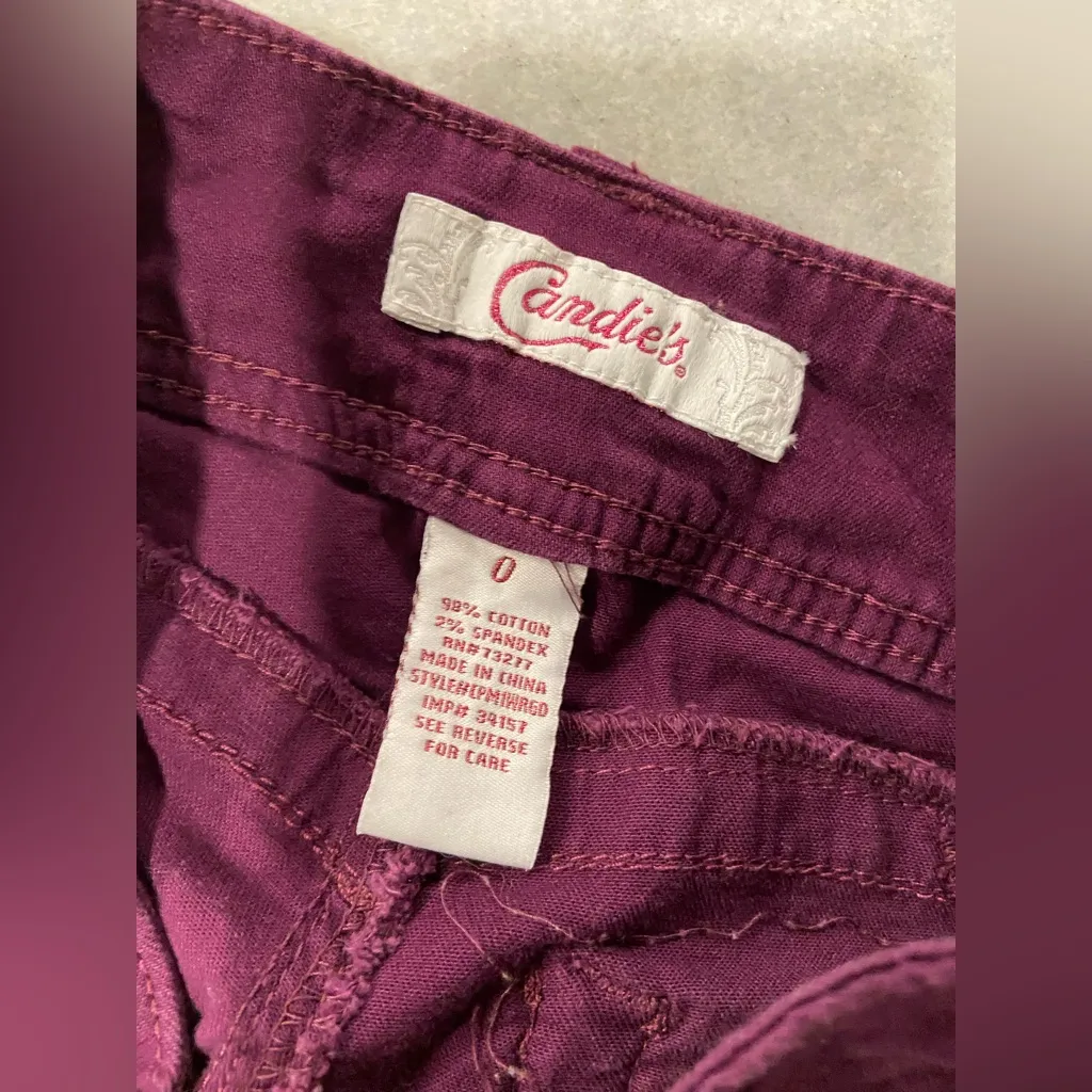 Candies Size 0 Cotton Stretch Low Rise Bow Pockets Zip Up Skinny Chino Pants - Image 11