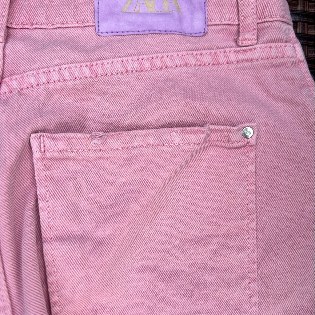 Zara Pink Denim Women Shorts - Size 4 - Image 5