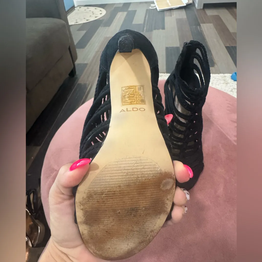 Aldo Elegant Black Braided High Heel Sandals - Image 6