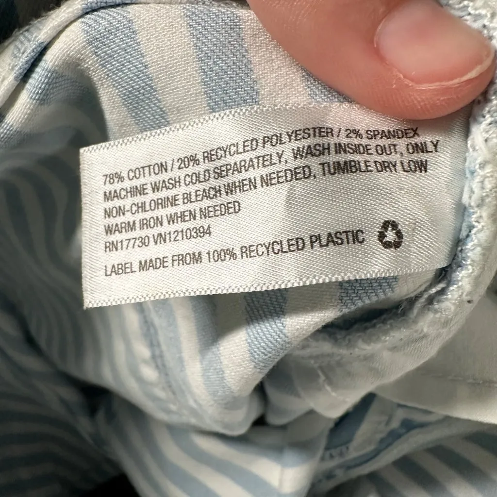 Universal Thread 4/27R Blue White Striped High-Rise Denim Shorts‎ Cotton Blend - Image 6