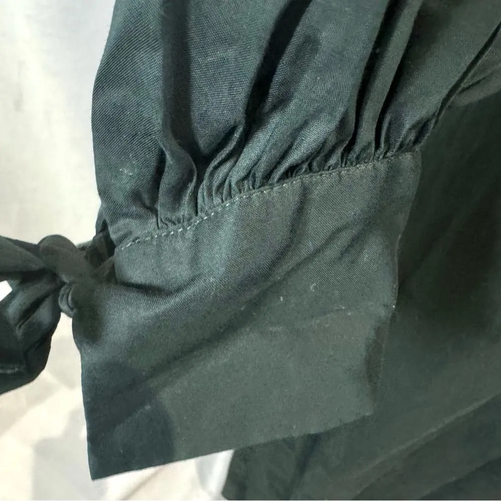 black long tie sleeve Lyocell and cotton blend midi dress size small - Image 5