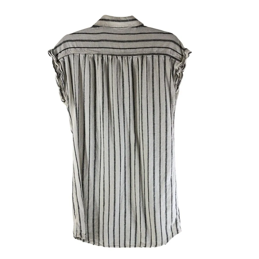 Old Navy Womens Sleeveless Striped Button-Up Shirt Dress M Linen Blend - Image 2