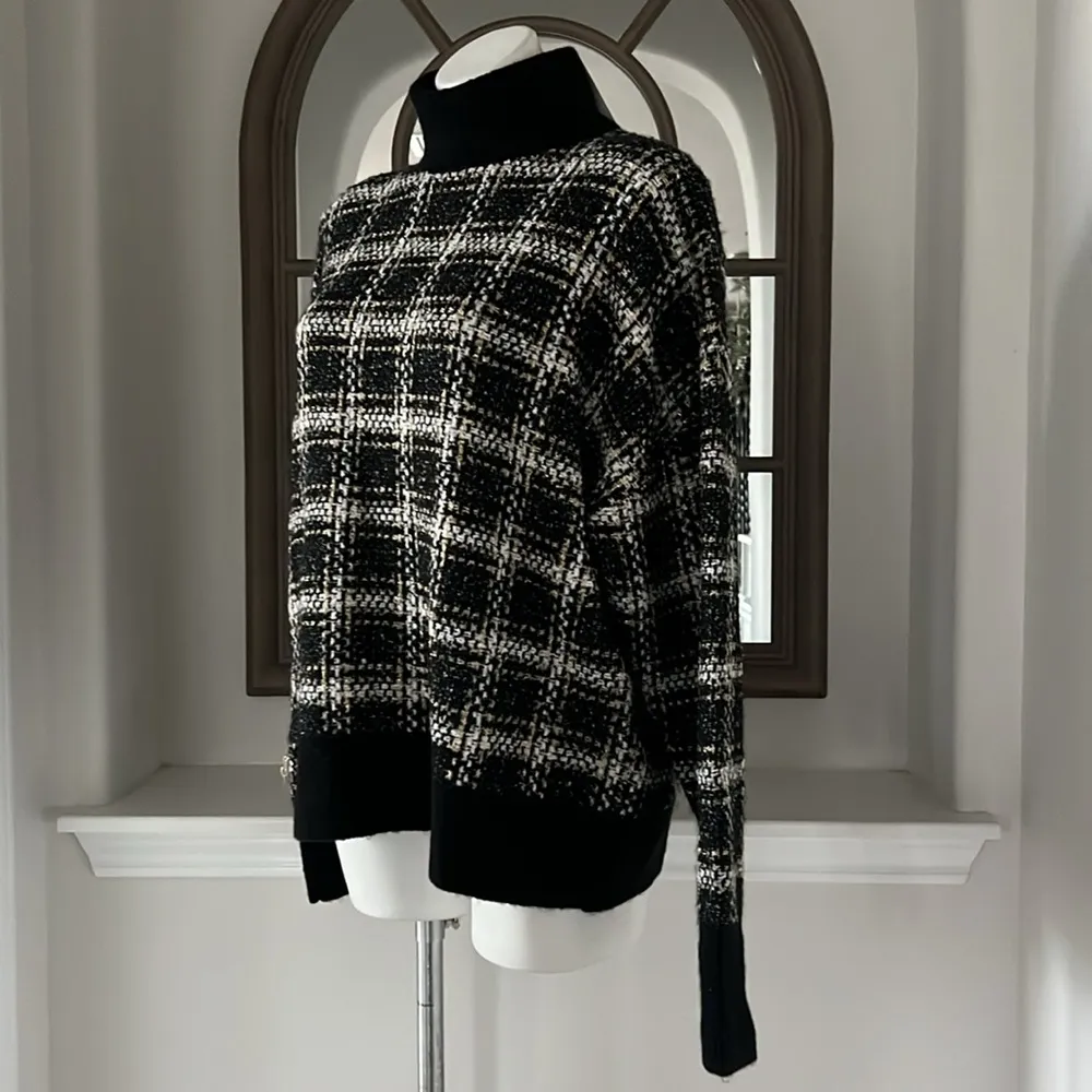 Splendid Ginny Plaid Turtleneck Alpaca & Wool-Blend Sweater Size L NEW $188 - Image 4