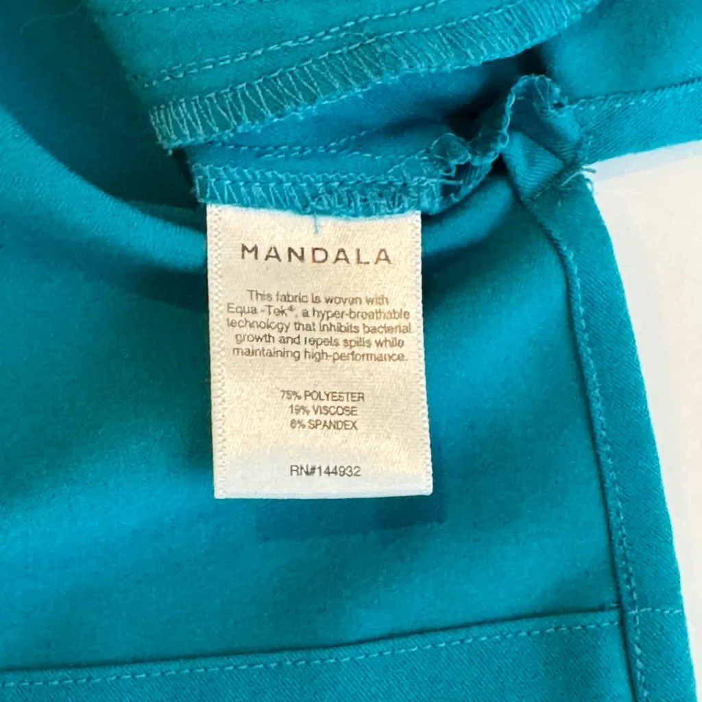 Mandala Teal Scrub Set XL Top & Pants Stretch Athleisure Workwear Blue - Image 5