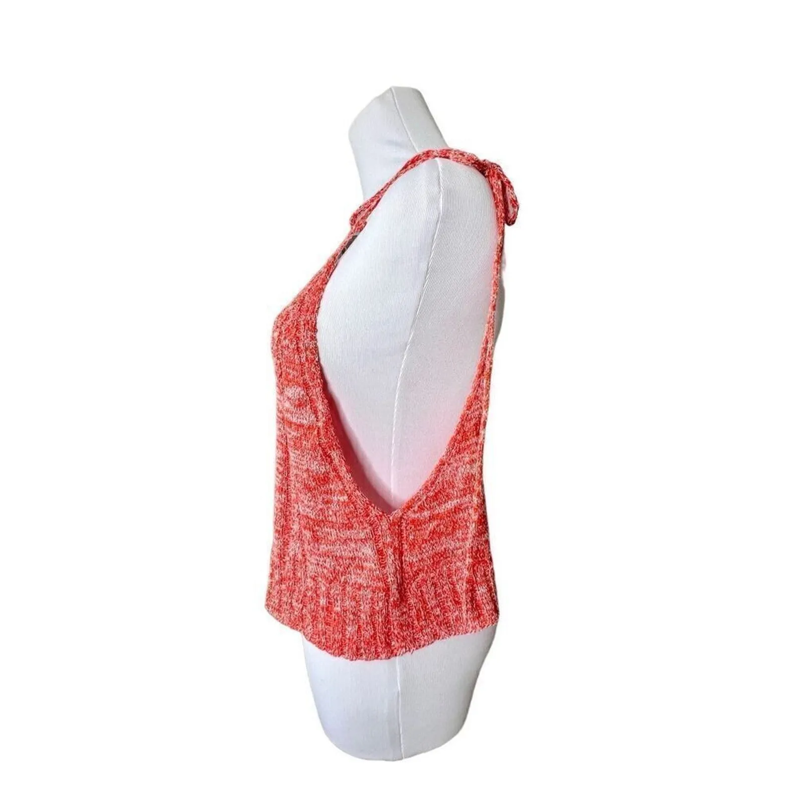 Free People Bombshell Cropped‎ Knitted Sleeveless Top Orange sz Small - Image 2