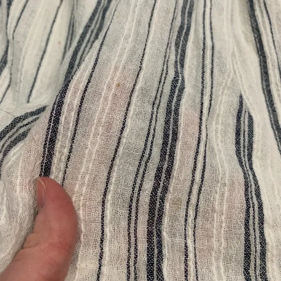 Sundance Quiet Allure Eyelet Blouse Womens XS White Striped‎ Off Shoulder Tassel - Image 6