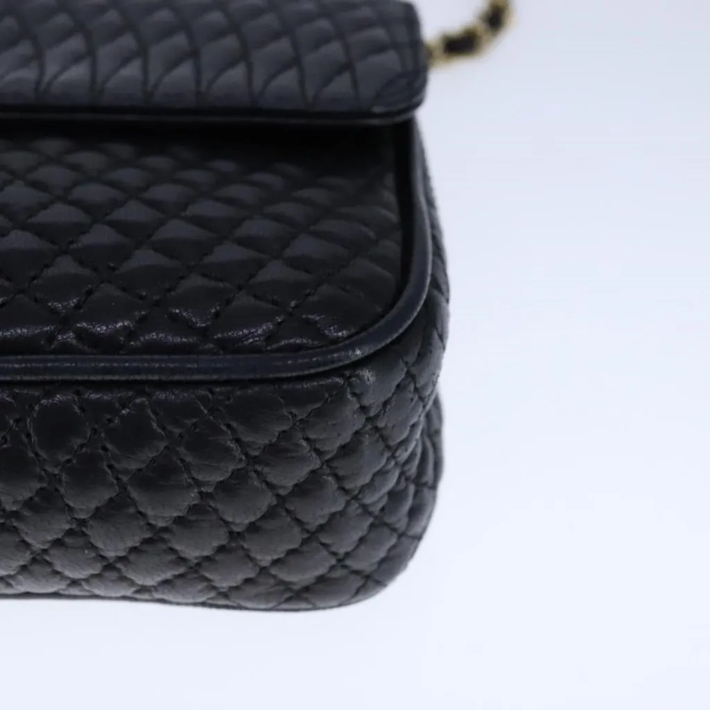 BALLY Chain Shoulder Bag Leather Black Gold Authentic - Image 4