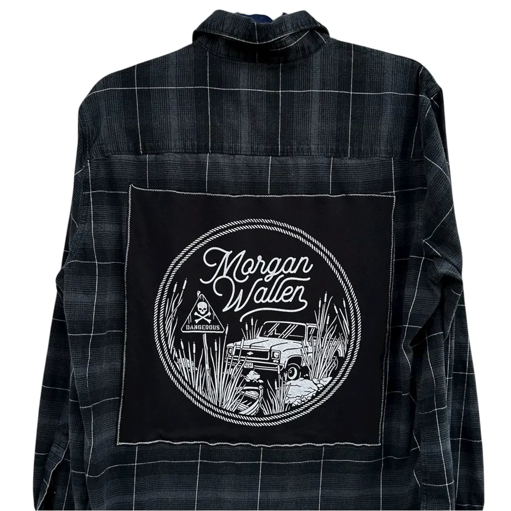 Morgan Wallen Dangerous Plaid Shirt with Graphic Patch - Image 2