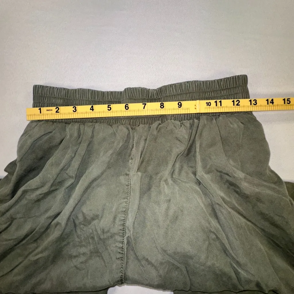 One 5 One - Army Green Gaucho Capri Pants Women's Size Medium Palazzo Cullotes - Image 7