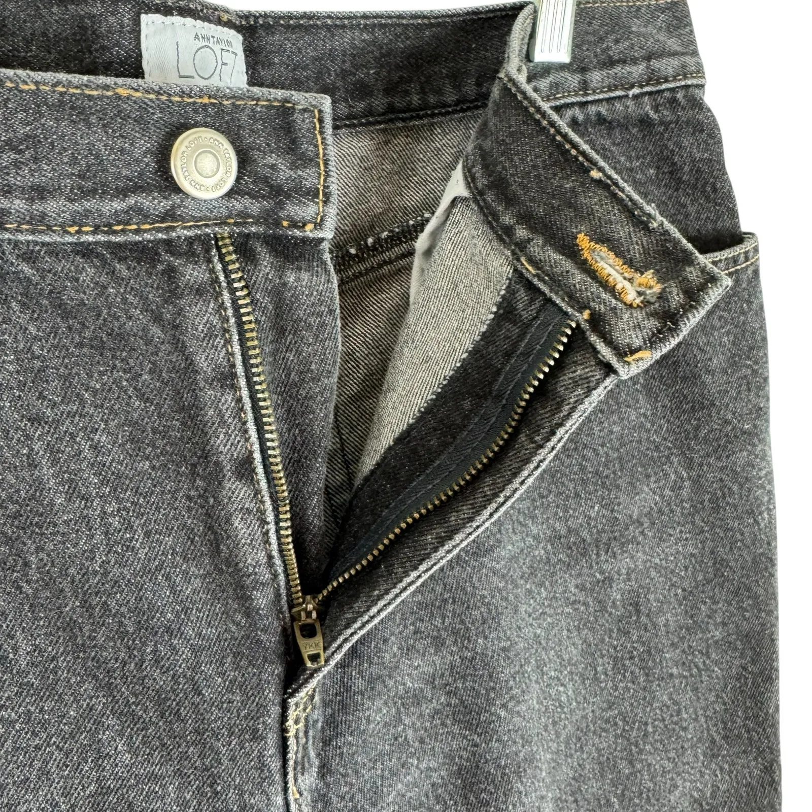 Ann Taylor LOFT 100% Cotton Antiqued Black Straight Leg High Rise Jeans Size 14 - Image 3