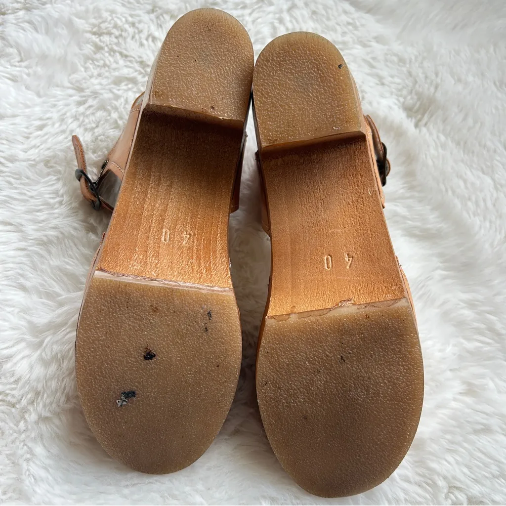 Swed2walk Vegan Leather Estelle High Heel Swedish Clogs Cottagecore Lagenlook Tan Size 9 - Image 4