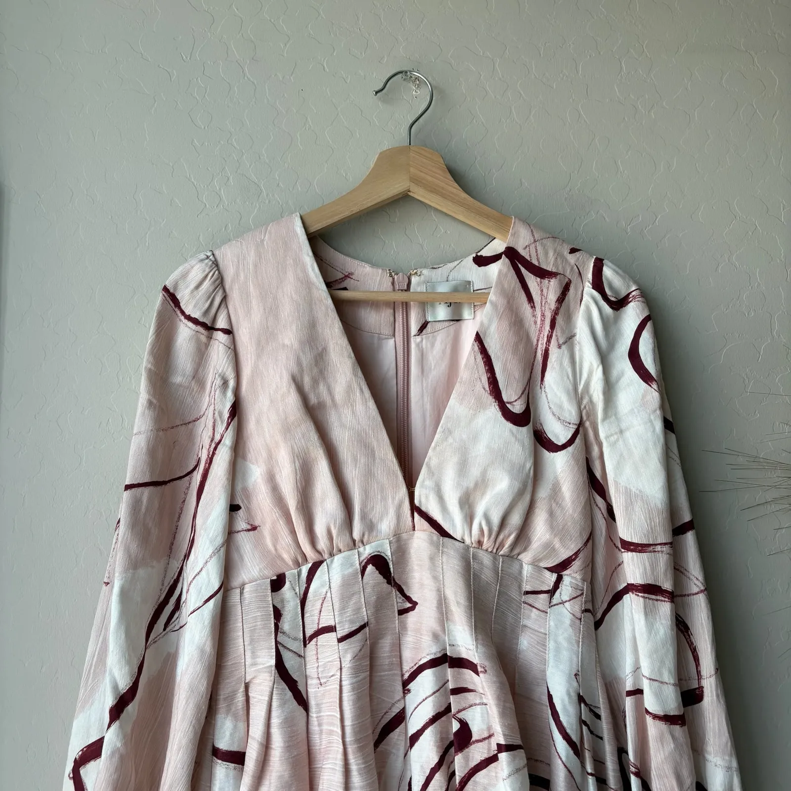 Aje Dress Amelia Pink‎ Abstract Printed Dove Linen Blend Minidress Size US 0 Pink - Image 4